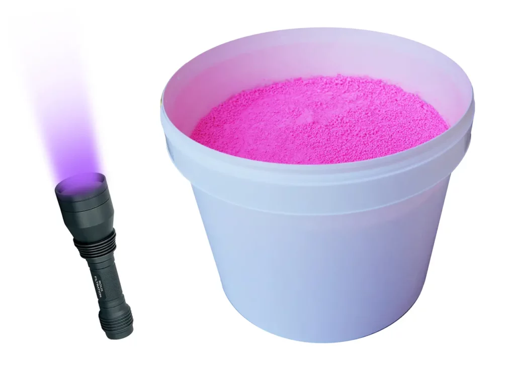 Poudre fluorescente filtration